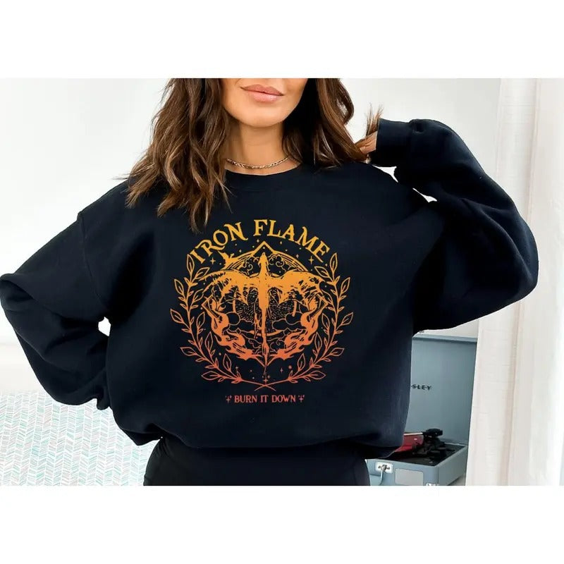 Iron Flame Sweatshirt, Basgiath War College Sweatshirt, Fourth Wing Violet Sorrengail T-Shirt, Dragon Riders Tee Shirt,...