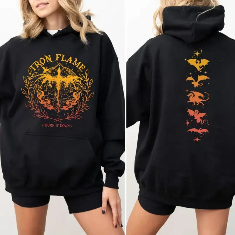 Iron Flame Sweatshirt, Fourth Wing Sweatshirt, Rebecca Yarros , Dragon Rider Sweater And T Shirt, Unisex Sweater Pullover...