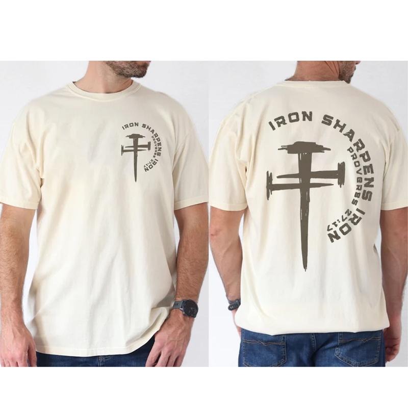 Iron Sharpens Iron Christian Gym 2 Sided Comfort Colors Tee Pure Ring-Spun Cotton Fabric Casual Crew Neck Short Sleeve...