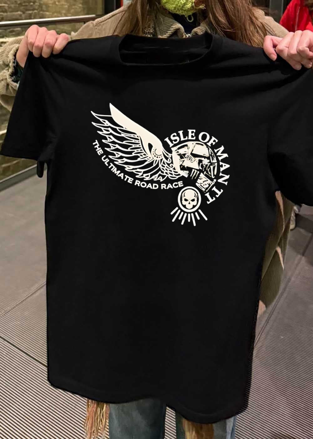Isle of Man TT The Ultimate Road Race Skull Wing Motorcycle T-Shirt