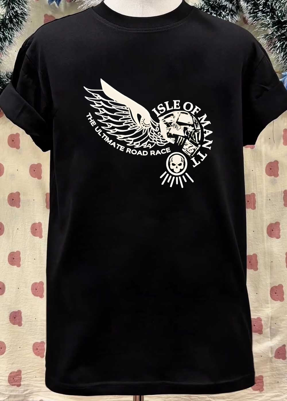 Isle of Man TT The Ultimate Road Race Skull Wing Motorcycle T-Shirt