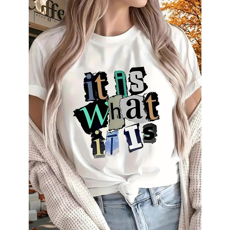 It Is What Itis  Women'S Printed T-shirt, Short Sleeves, Four Seasons Can Be Worn for Outdoor, Home, Sports Top Gift...