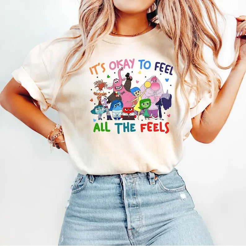 It's Okay To Feel All The Feels T-Shirt,Therapy Shirt, Teacher Tee, Gift for Teacher Cotton Top Womenswear Tshirt Hoodie,...
