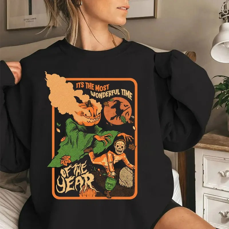 It's The Most Wonderful Time Of The Year Halloween Sweatshirt, Pumpkin Spooky Season Shirt, Halloween Sweatshirt, Fall...