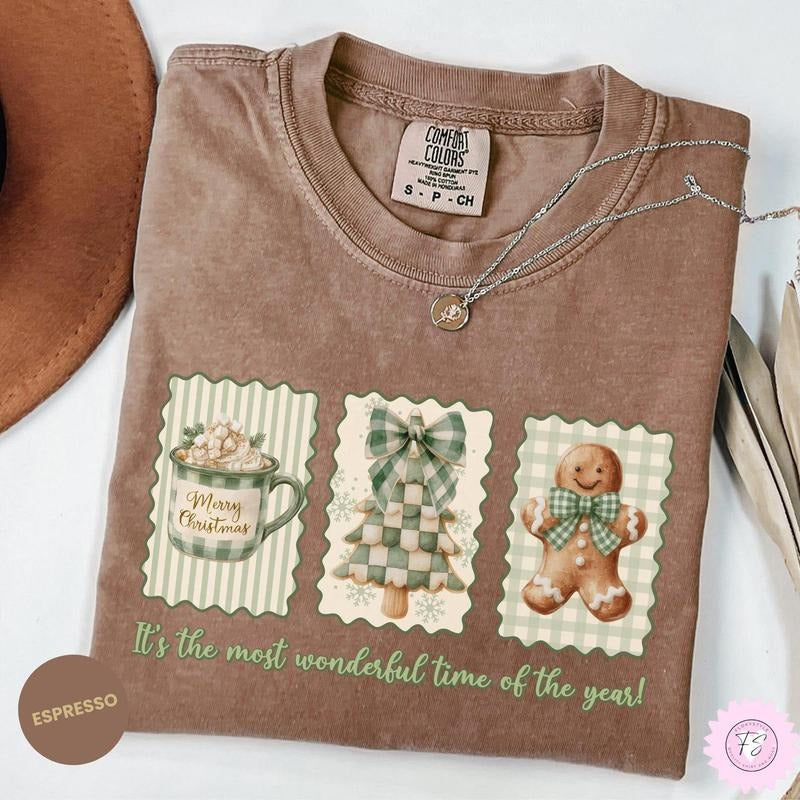 It's The Most Wonderful Time Shirt, Vintage Christmas T-Shirt, Merry Christmas Gift, Gingerbread Shirt, Retro Xmas Tree...