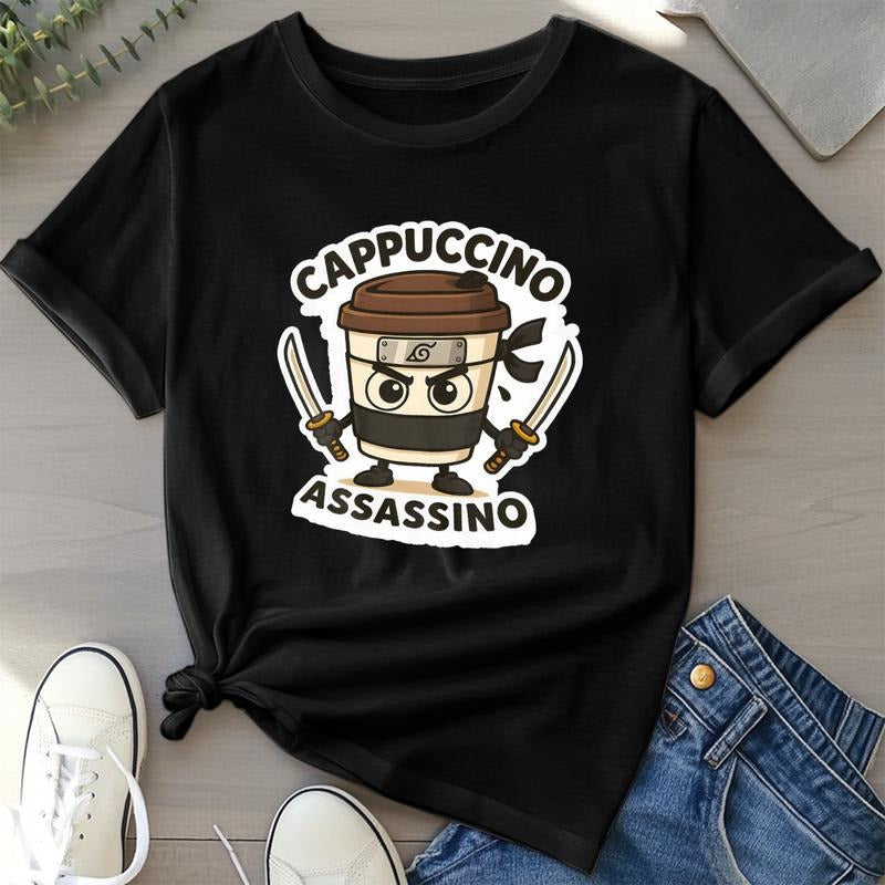 Italian Brainrot Funny Cappuccino Assasino Meme T Shirt Men Women Kawaii Short Sleeve T-shirt Summer 25522 Top Womenswear...