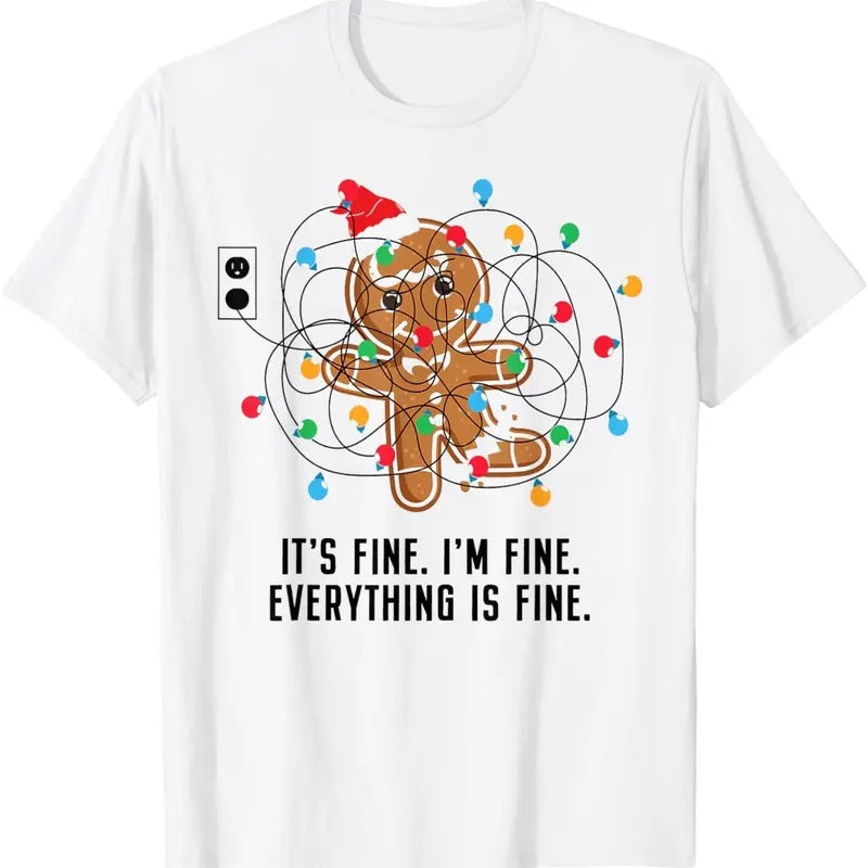 Its Fine Im Fine Everything is fine Ugly Christmas Lights T-Shirt Hoodie, Sweatshirt | UrbanDripWear.com