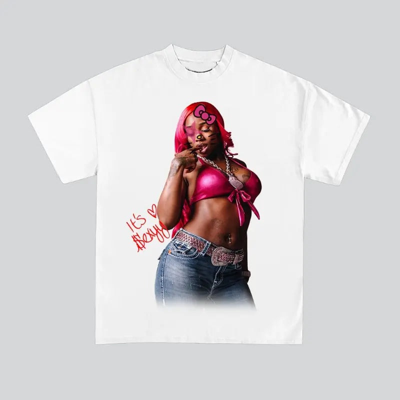 Its Sexyy Kitty Red Super Star Graphic Rap Tee Shirt Streetwear New Design Hoodie, Sweatshirt | UrbanDripWear.com