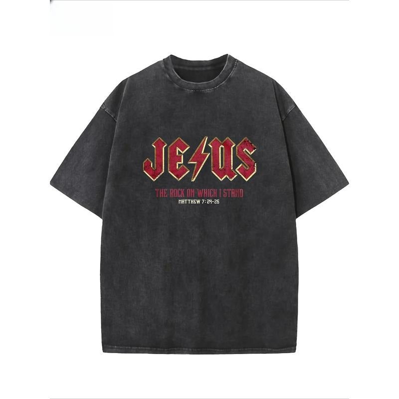 JESUS Washed cotton T-shirt, streetwear, aesthetic graphics, casual T-shirt, unisex style 02 Hoodie, Sweatshirt