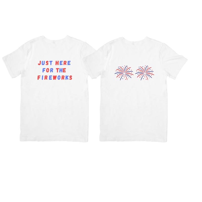 JUST HERE FOR THE FIREWORKS COUPLE T Shirt, Unisex Cotton Hoodie, Sweatshirt | UrbanDripWear.com