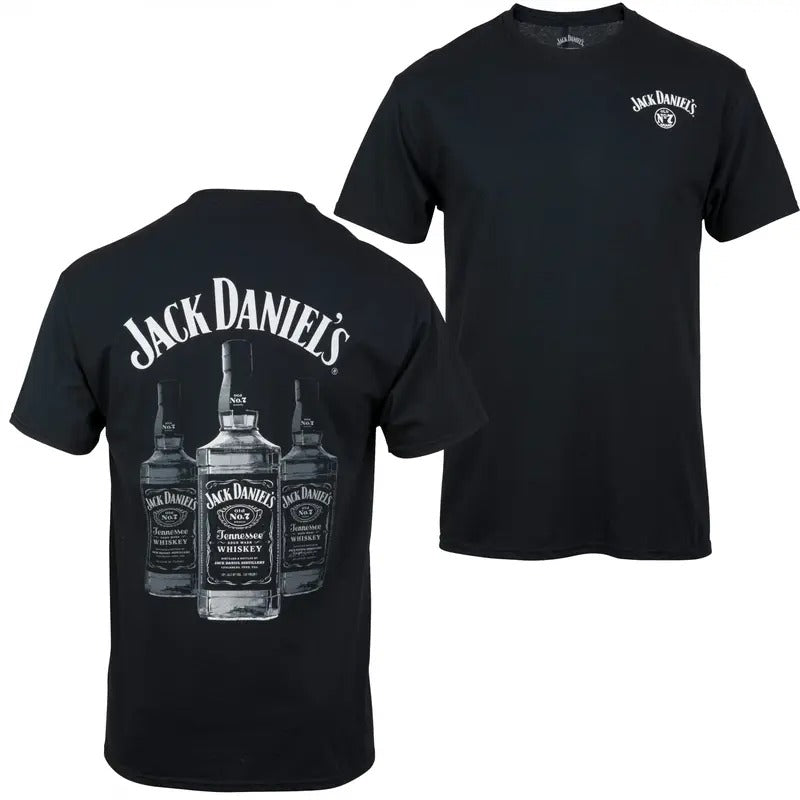 Jack D Triple Whisky Bottles Front and Back Print T-Shirt Hoodie, Sweatshirt | UrbanDripWear.com
