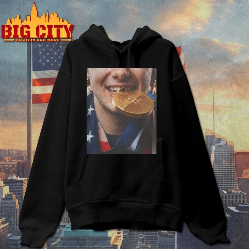 Jack Hughes Biting Gold Medal t-shirt