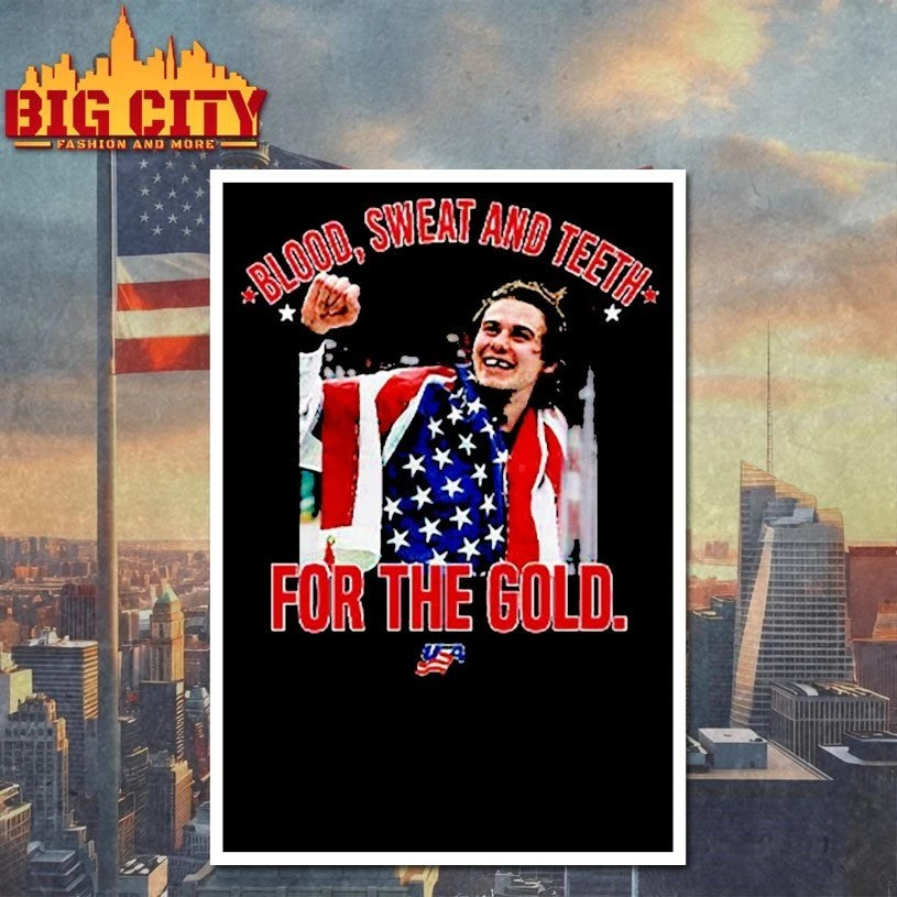 Jack Hughes Blood Sweet And Teeth For The Gold USA Hockey T-shirt