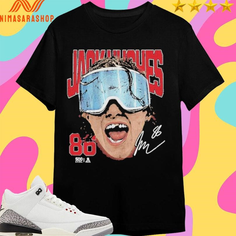 Jack Hughes New Jersey Goggles Signature Shirts
