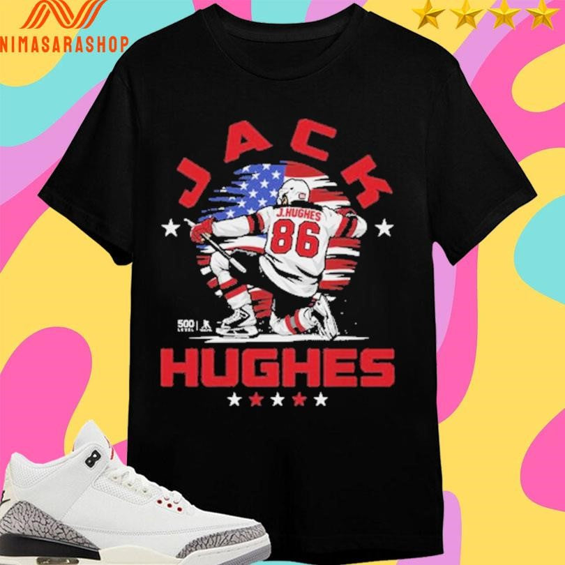 Jack Hughes New Jersey USA Flag Celebration 2026 Shirts