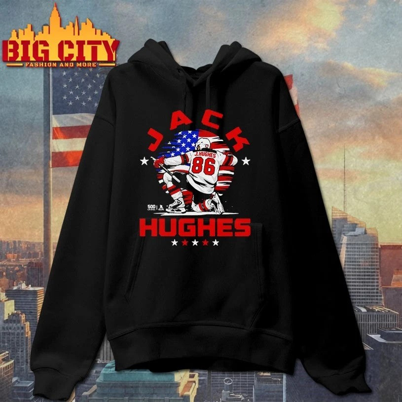 Jack Hughes New Jersey USA Flag Celebration t-shirt