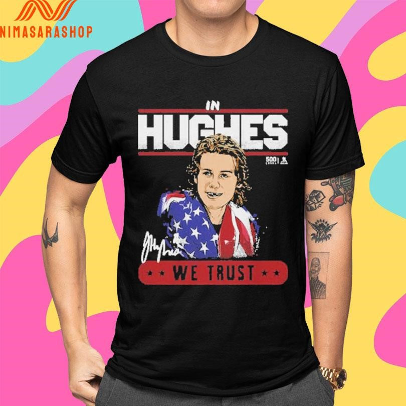 Jack Hughes New Jersey Usa Trust In Hughes We Trust Signature 2026 Shirts
