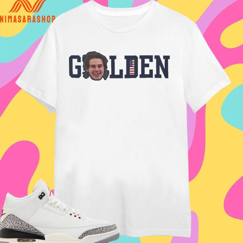 Jack Hughes Smile USA Hockey Golden Goal 2026 Red, White And Hughes Hockey Shirts
