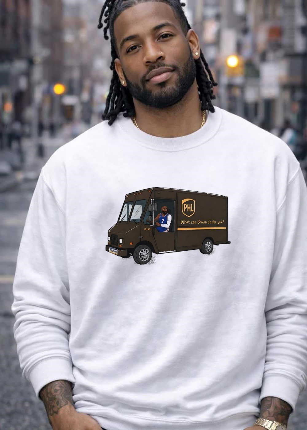 James Harden Driving PHL UPS Truck What Can Brown Do for You Philadelphia 76ers T-Shirt