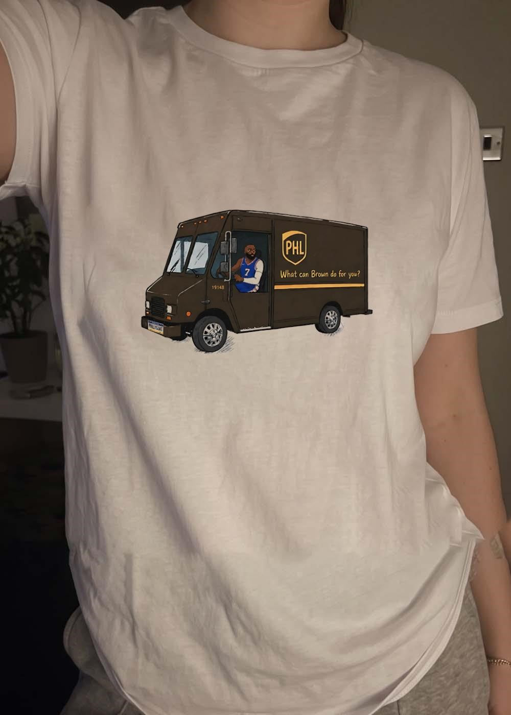 James Harden Driving PHL UPS Truck What Can Brown Do for You Philadelphia 76ers T-Shirt