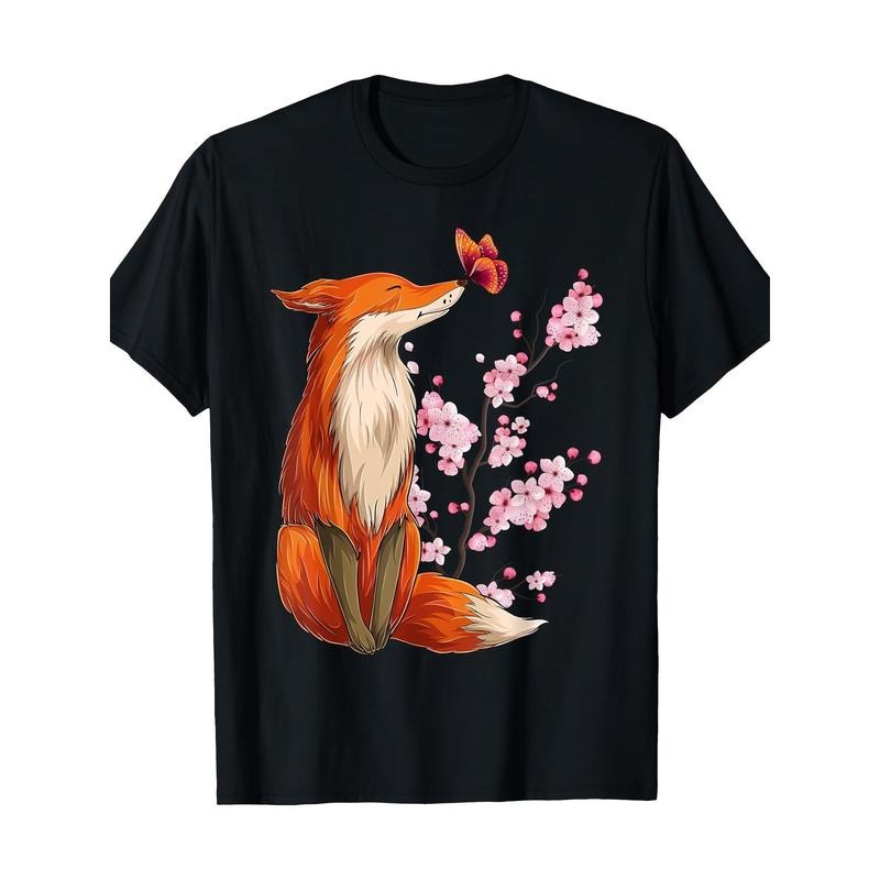 Japanese Cherry blossom Fox Flower Cherry tree Kawaii 100% cotton T-shirt Made in USA Hoodie, Sweatshirt | UrbanDripWear.com