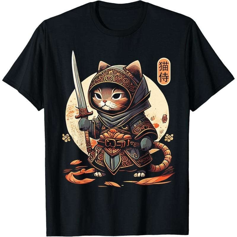 Japanese Samurai Cat Tattoo Kawaii Ninja Cat T-Shirt Hoodie, Sweatshirt | UrbanDripWear.com
