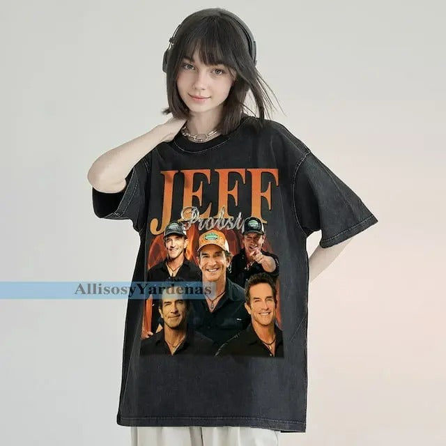 Jeff Probst Vintage T-Shirt, Cornerback Homage Graphic Unisex Long Sleeve, Bootleg Retro 90's Fans Washed Hoodie Gift...