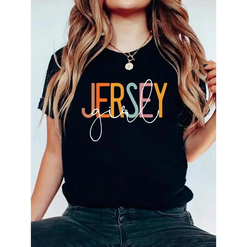 Jersey Woman New Jersey T-Shirt Print T Shirt For Summer, Women'S Soft Short Sleeve Top, Stylish Comfy Tee For Women...