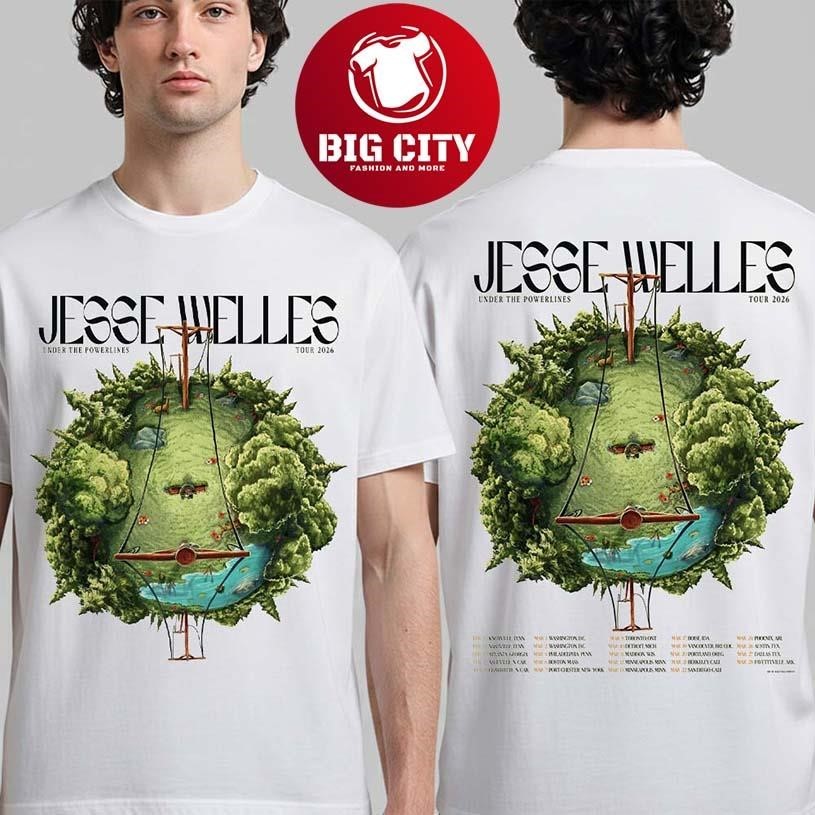 Jesse Welles Under The Powerlines Tour 2026 North America City Dates Two Sided Shirt