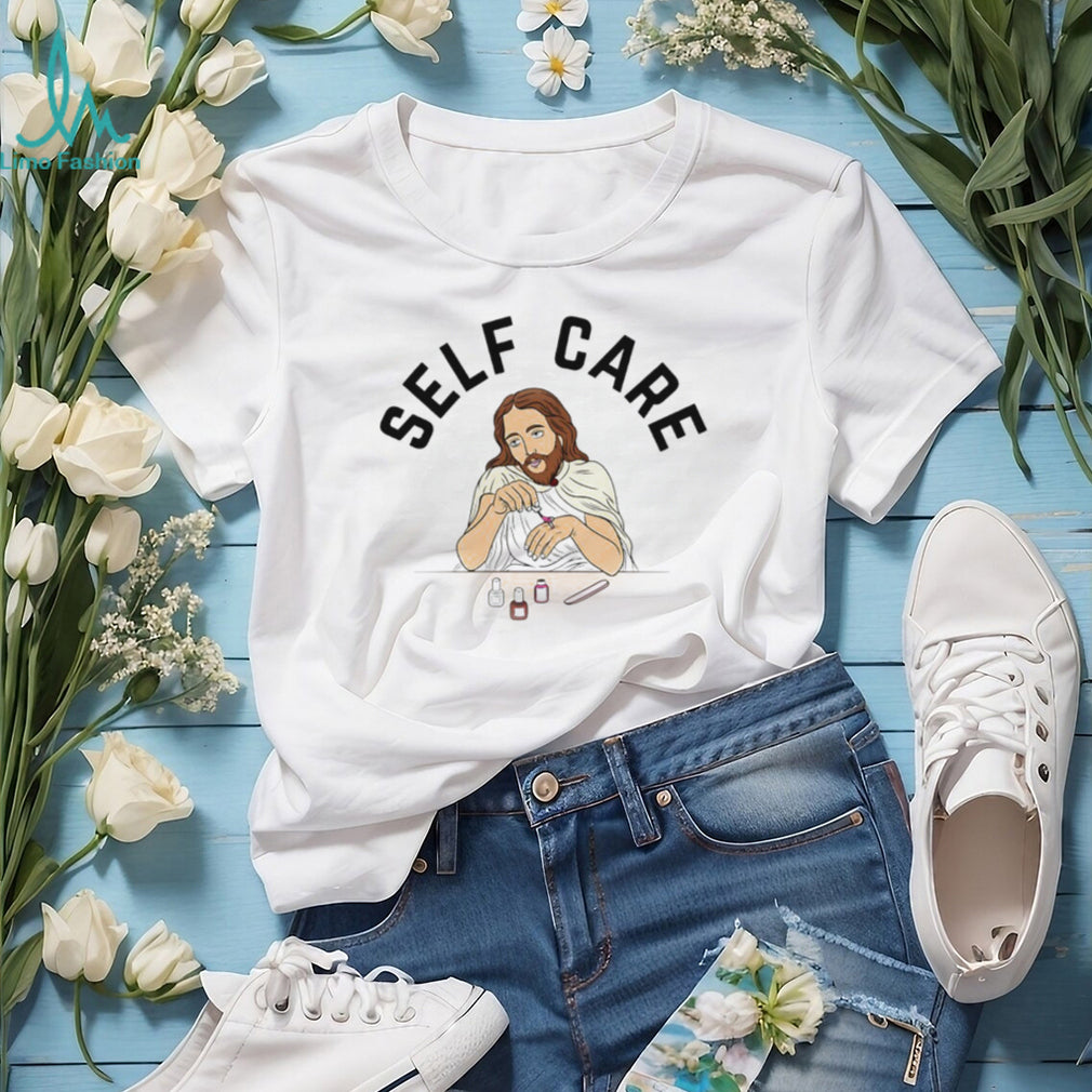 Jesus Christ Self Care Painting Nails Funny Religious Aesthetic T Shirt