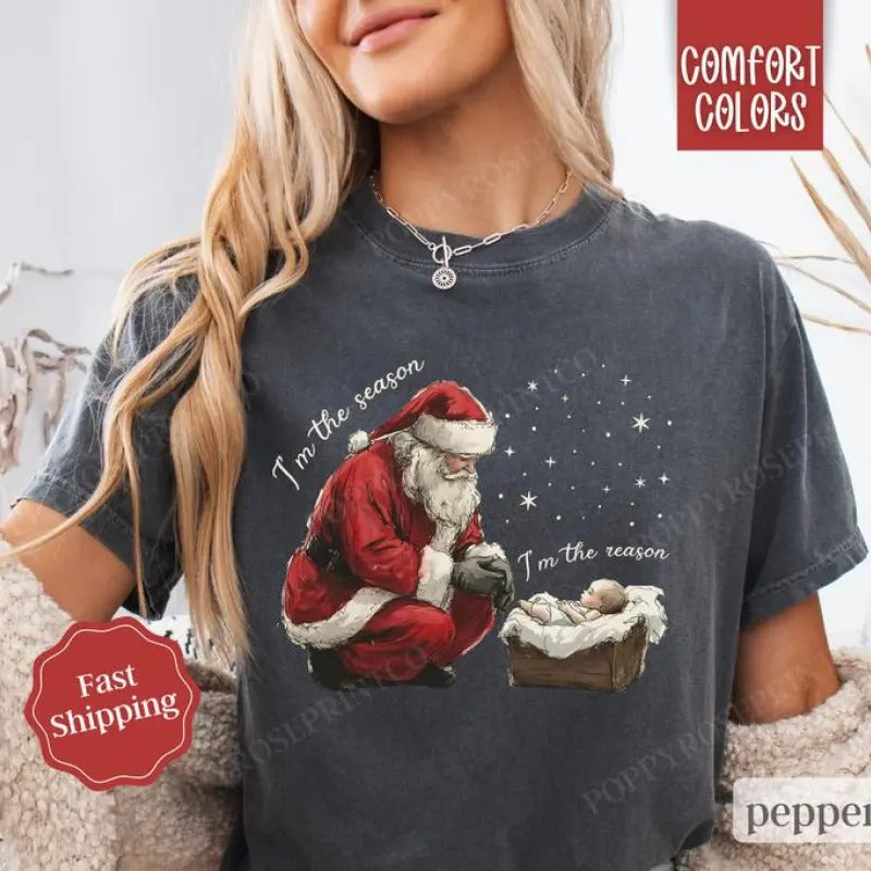 Jesus Christmas Shirt , Religious Xmas Tshirt, Women's Holiday Tee Hoodie, Sweatshirt | UrbanDripWear.com