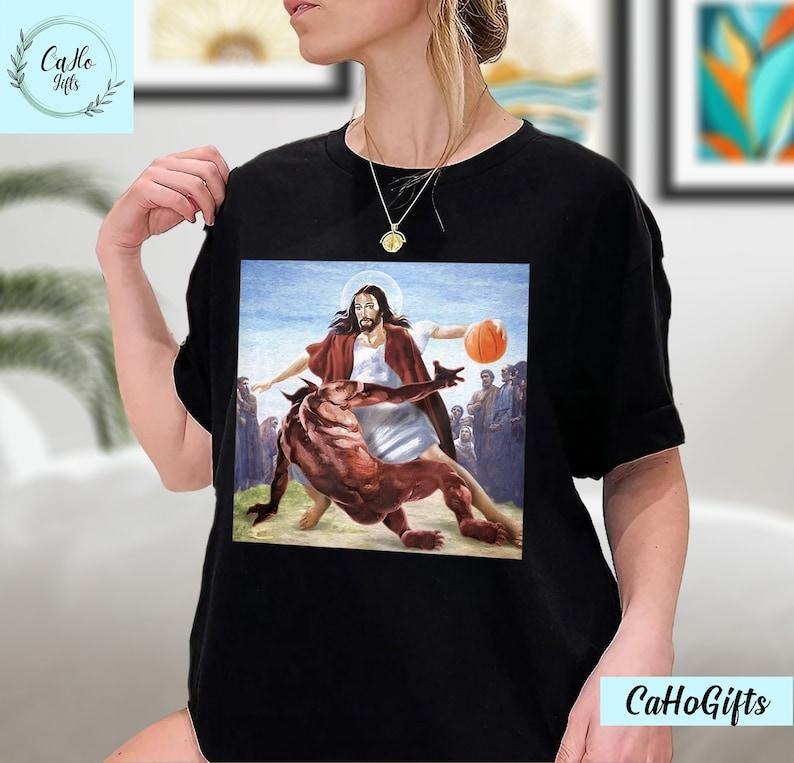 Jesus Crossing Christian T-Shirt, Jesus Shirt, Jesus Basketball  sweater Hoodie, Sweatshirt | UrbanDripWear.com