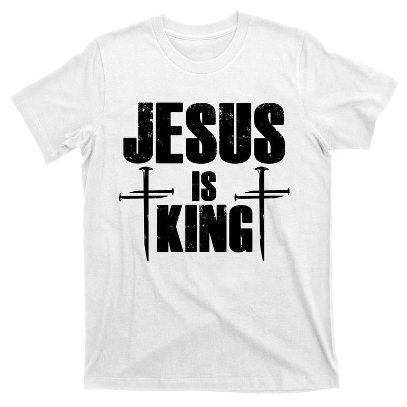 Jesus Is King 3 Nails Cross Christian T-Shirt for Men