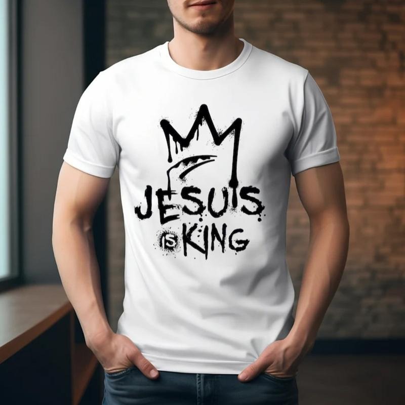 Jesus Is King TShirt Pure Cotton Fabric Casual Streetstyle Crew Neck Short Sleeve T-Shirt Trendy Tops for Unisex Hoodie,...