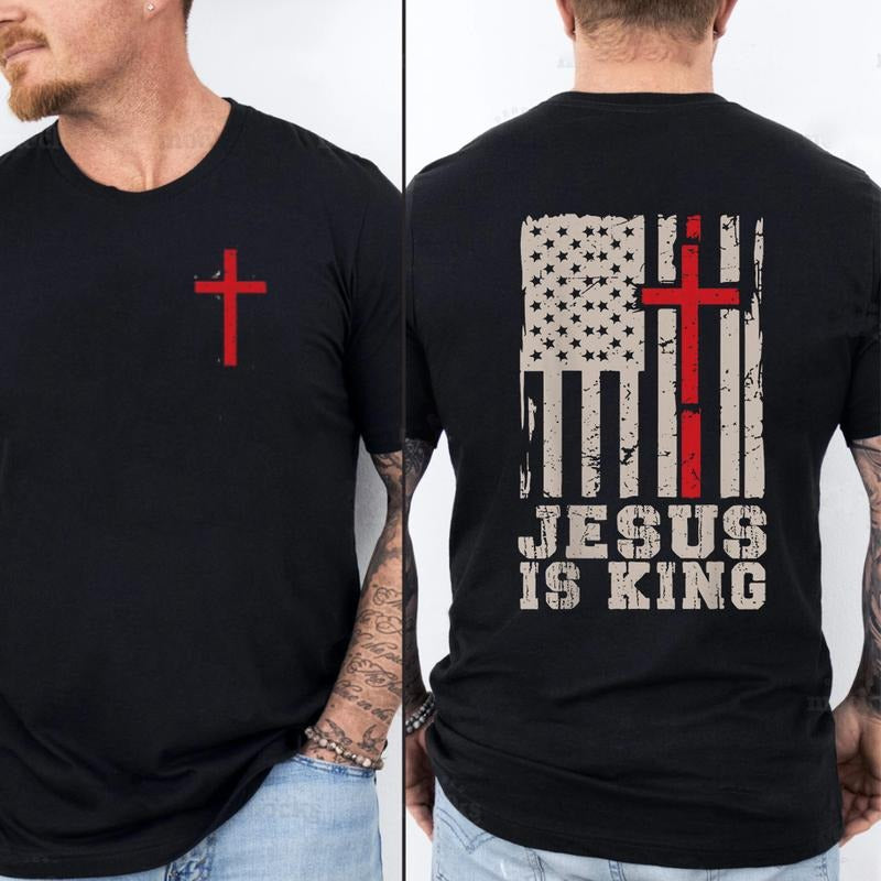 Jesus Is King Tee Pure Cotton Fabric Casual Streetstyle Crew Neck Short Sleeve T-Shirt Trendy Tops for Women for Men...