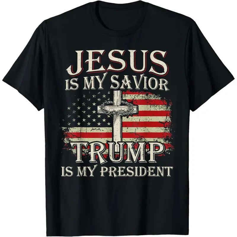 Jesus Is My Savior Trump Is My President American Flag T-Shirt made in usa Hoodie, Sweatshirt | UrbanDripWear.com