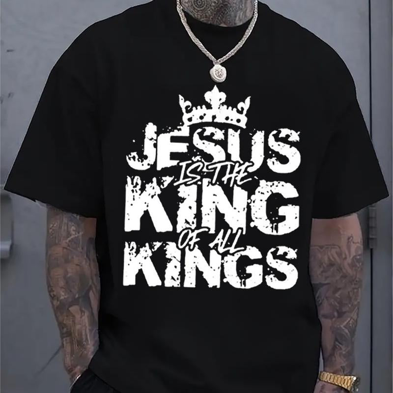 Jesus Is The King Of All Kings Tee Pure Cotton Casual Street Style Crew Neck Short Sleeve T-Shirt Tops Trendy for Women...