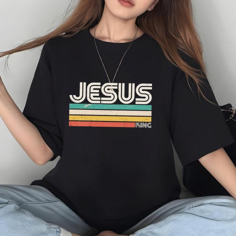 Jesus King T-Shirt Casual Style Crew Neck Short Sleeve T-Shirt Tops Trendy for Unisex Hoodie, Sweatshirt | UrbanDripWear.com