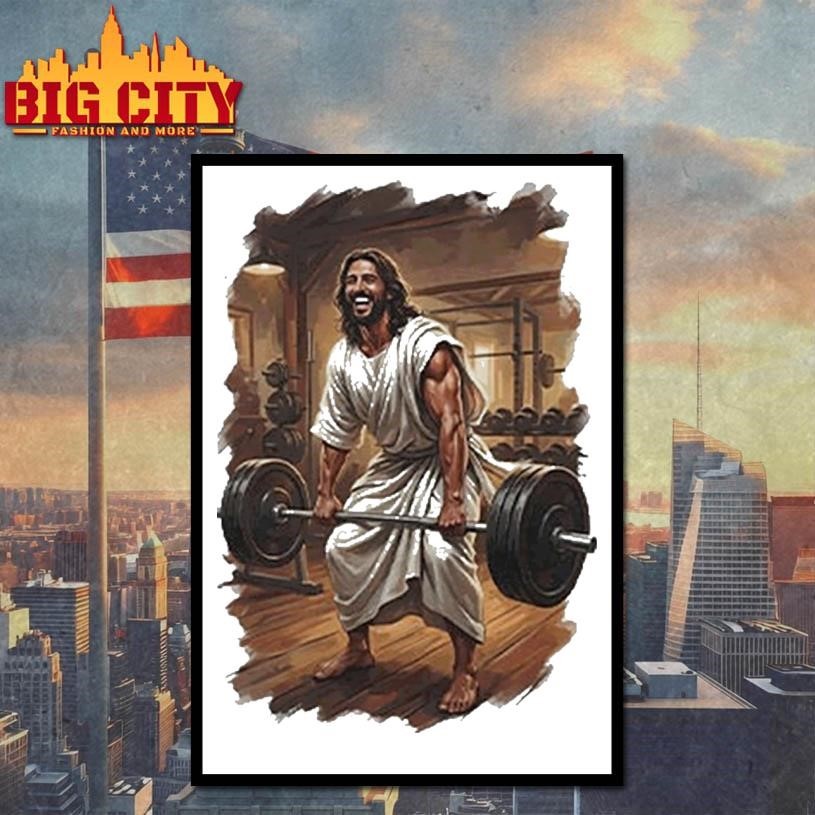 Jesus Lifting Weights Shirt
