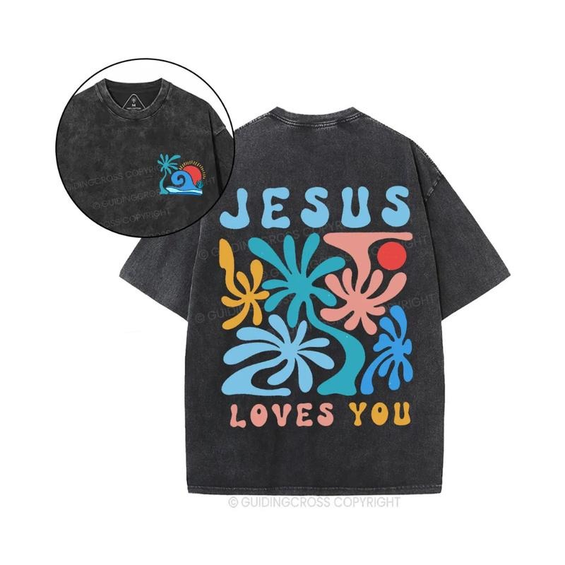 Jesus Love You Christian Tee Pure Cotton Fabric Casual Streetstyle Crew Neck Short Sleeve T-Shirt Trendy Tops for Women...