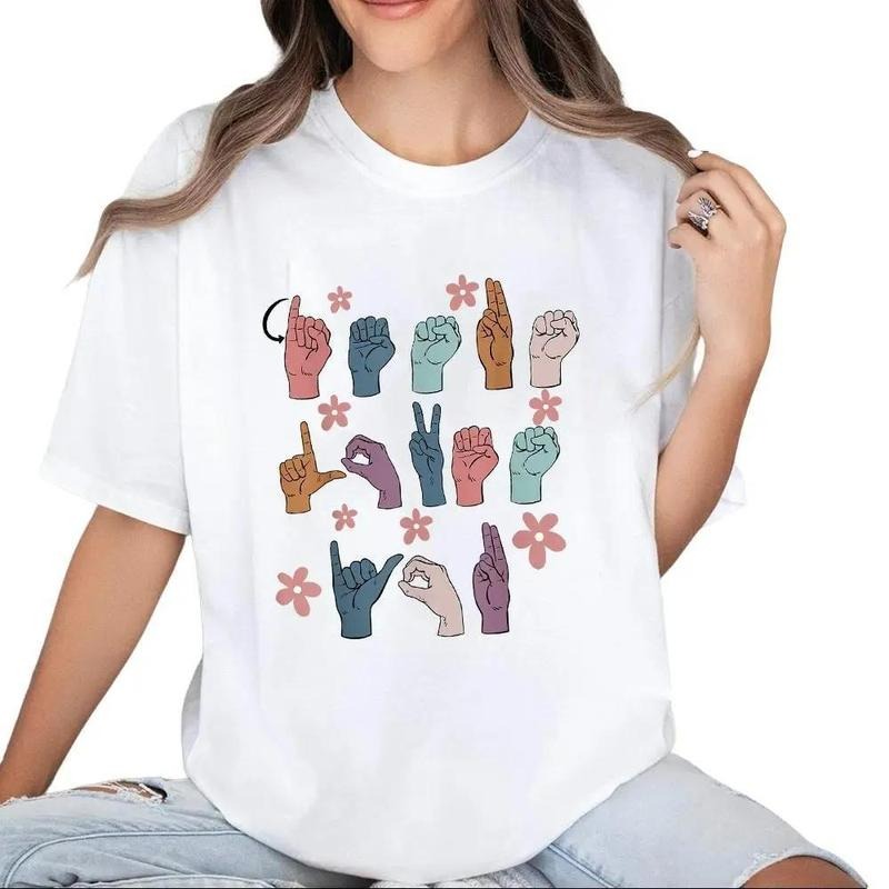 Jesus Loves You ASL Sign Language Christian T-Shirt Graphic Tees for Men Women Casual Style Crew Neck Short Sleeve...