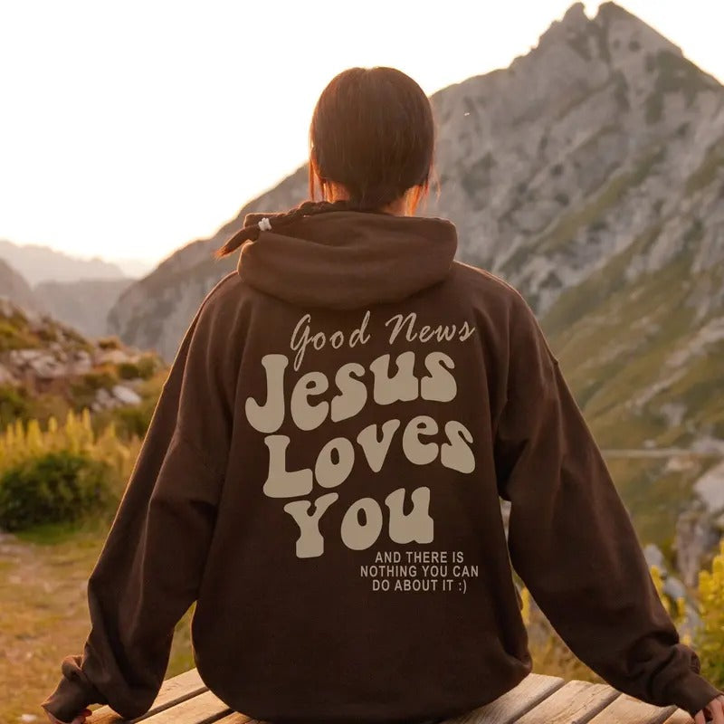 Jesus Loves You Christian Hoodie Jesus Hoodie Trendy Hoodie Christian Sweatshirt Cotton  Tops T-Shirts | UrbanDripWear.com
