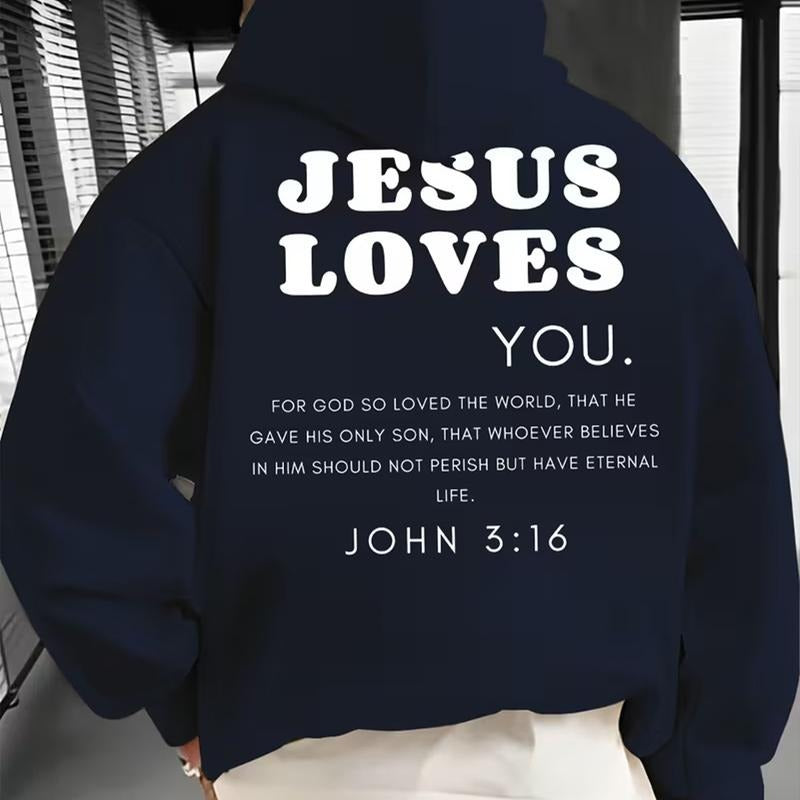 Jesus Loves You Graphic Hoodie Fleece Fabric Casual Hooded Sweatshirt Trendy Tops Perfect Gift T-Shirts | UrbanDripWear.com
