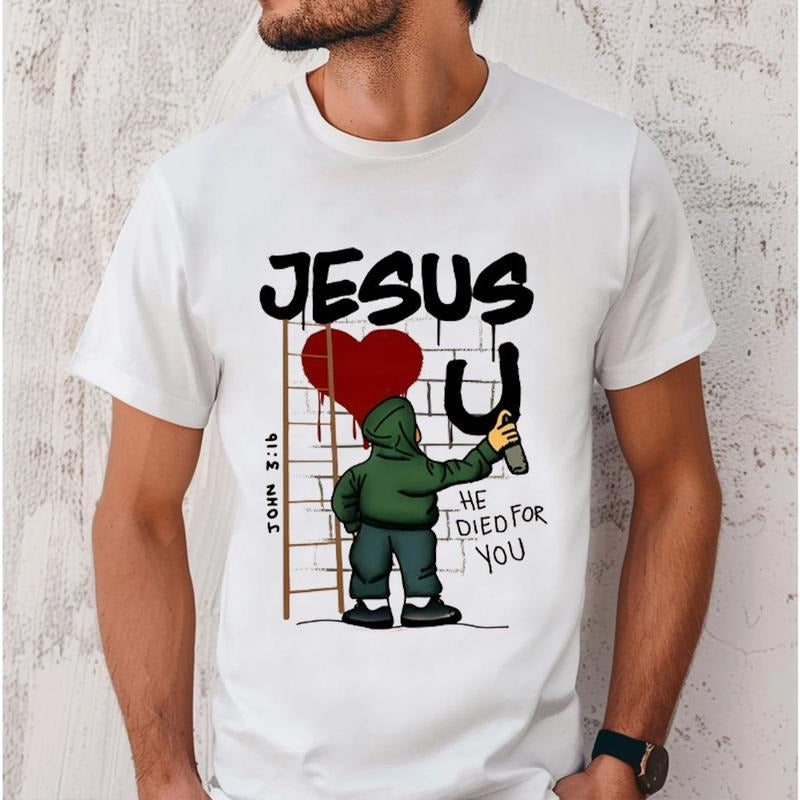 Jesus Loves You He Died for You Tee Pure Cotton Fabric Casual Streetstyle Crew Neck Short Sleeve T-Shirt Trendy Tops for...
