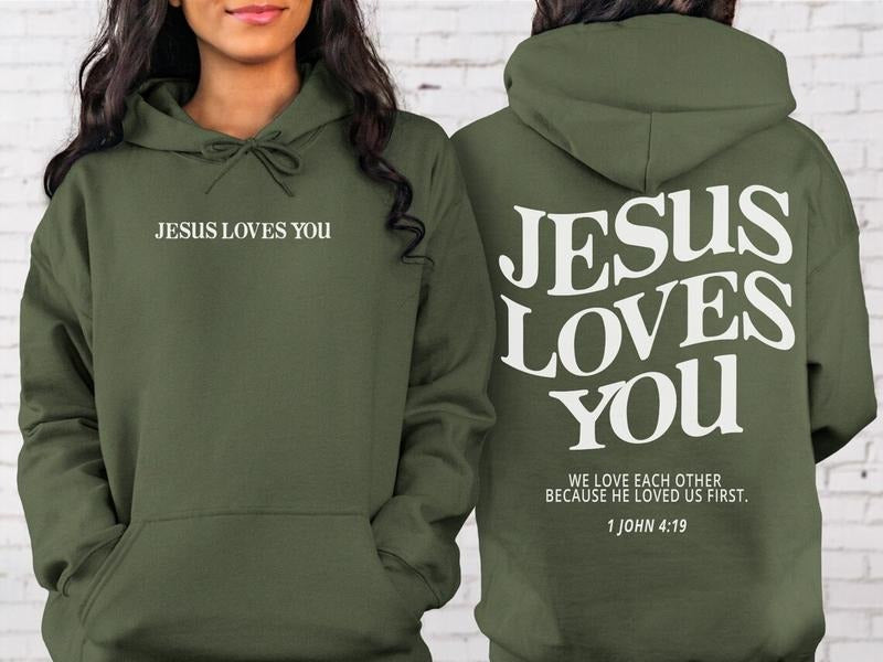 Jesus Loves You Jesus Hoodie Jesus Sweatshirt Christian Hoodie Christian Sweatshirt Cotton Tops T-Shirts | UrbanDripWear.com