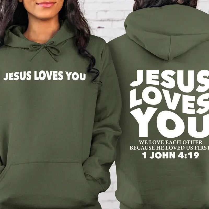 Jesus Loves You Sweatshirt Christian Sweatshirt Faith Based Sweater Jesus Loves You Crewneck Love Like Jesus Hoodie Gift...