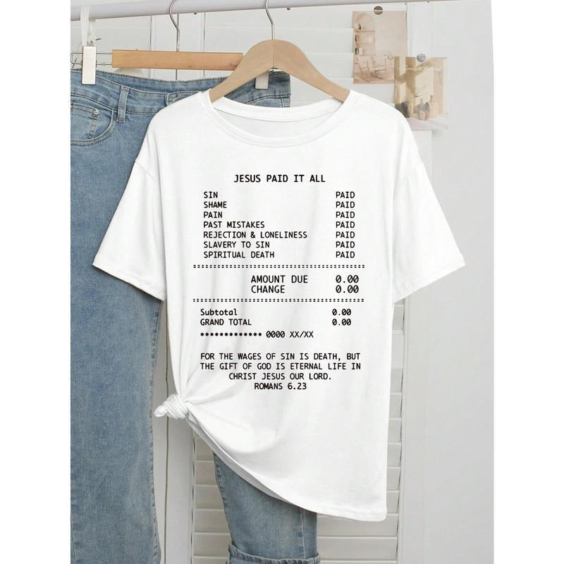 Jesus Paid It All Religious Faith Christ English Graphic Print Round Neck Oversized T-Shirt For Women men Hoodie, Sweatshirt