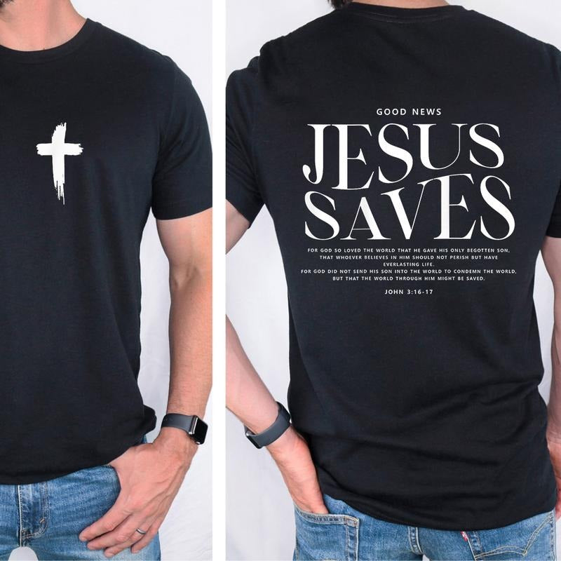 Jesus Saves Tee Pure Cotton Casual Street Style Crew Neck Short Sleeve T-Shirt Tops Trendy For Women For Men Hoodie,...