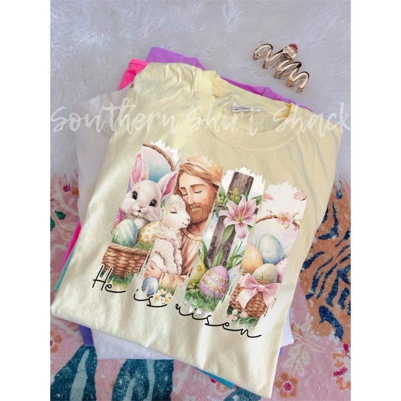 Jesus he is risen T shirt  | Easter T Shirt |  Banana comfort colors T shirt top Hoodie, Sweatshirt | UrbanDripWear.com