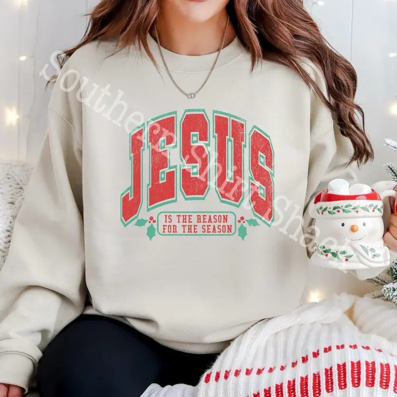 Jesus is the Reason Sweatshirt | Christmas Sweatshirt T-Shirts, Hoodie | UrbanDripWear.com